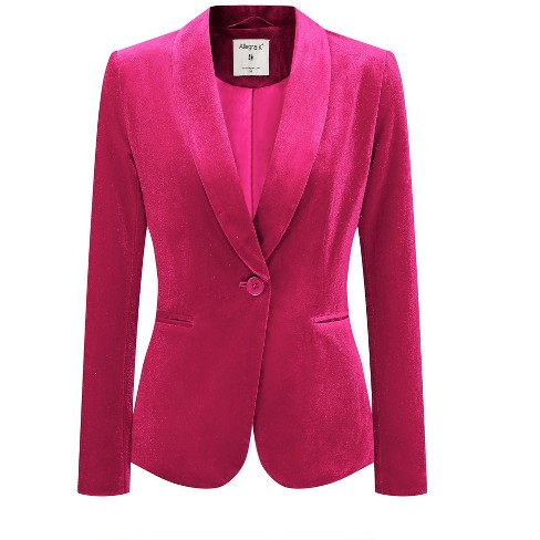 Women Pink Shawl Collar Blazer With Balloon Fit Pants