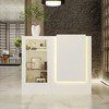 Famapy White Corner Reception Desk Display Counter Table with Tempered Glass - 3 of 4