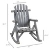 Outdoor Wooden Rocking Chair, Single-Person Adirondack Rocking Patio Chair with Rustic High Back, Slatted Seat and Backrest for Indoor, Garden - 3 of 4