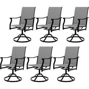 Swivel Bar Stools Set of 2, High Back Patio Bar Chairs with Armrest for Garden, Deck, or Balcony - 1 of 4