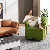 360° Swivel Accent Chair with Gold Metal Frame, Fluffy Upholstered Armchair for Living Room or Bedroom, Modern Square Lounge Chair-Maison Boucle - 2 of 4