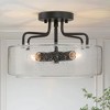 LNC Lyra 4-Lights 12-in Rustic Bronze and Seeded Glass Traitional LED Semi-flush Mount Lights - 2 of 4