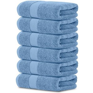 White Classic Luxury 100% Cotton Hand Towels Set of 6 - 16x30" - 1 of 4