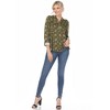 Women's Pleated Long Sleeve Leaf Print Blouse - White Mark - 4 of 4