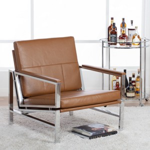 Atlas Mid-Century Modern Living Room Accent Chair with Bonded Leather and Metal Frame - Studio Designs Home - 1 of 4