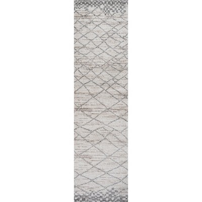 Modern Moroccan Diamond Flatweave Rug in Light Gray - Easy Care