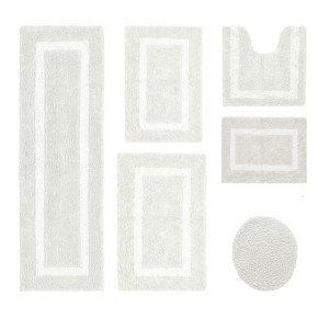 Hotel Bath Rug 100% Premium Cotton Tufted Weave Two Tone Reversible 6 Piece Bathroom Rug Set, Super Soft & Water Absorbent, Machine Washable Bathmat - 1 of 4