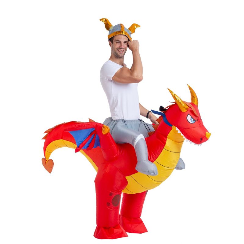 Adult Red Fire Dragon Ride-On Inflatable Costume - One Size, 2 of 4