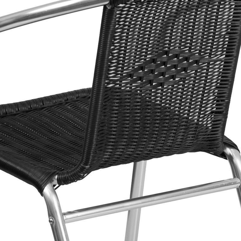 Emma and Oliver Commercial Aluminum/Rattan Restaurant Dining Stack Chair, 5 of 11