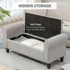 NicBex Velvet Storage Ottoman Bench with Button-Tufted Top,Upholstered Storage Ottoman with Rolled Armrest,Storage Bench for Living Room,Bedroom,Gray - 2 of 4