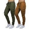 Galaxy By Harvic Women's  Loose Fit Cotton Stretch Twill Cargo Joggers- 2 Pack - 3 of 4