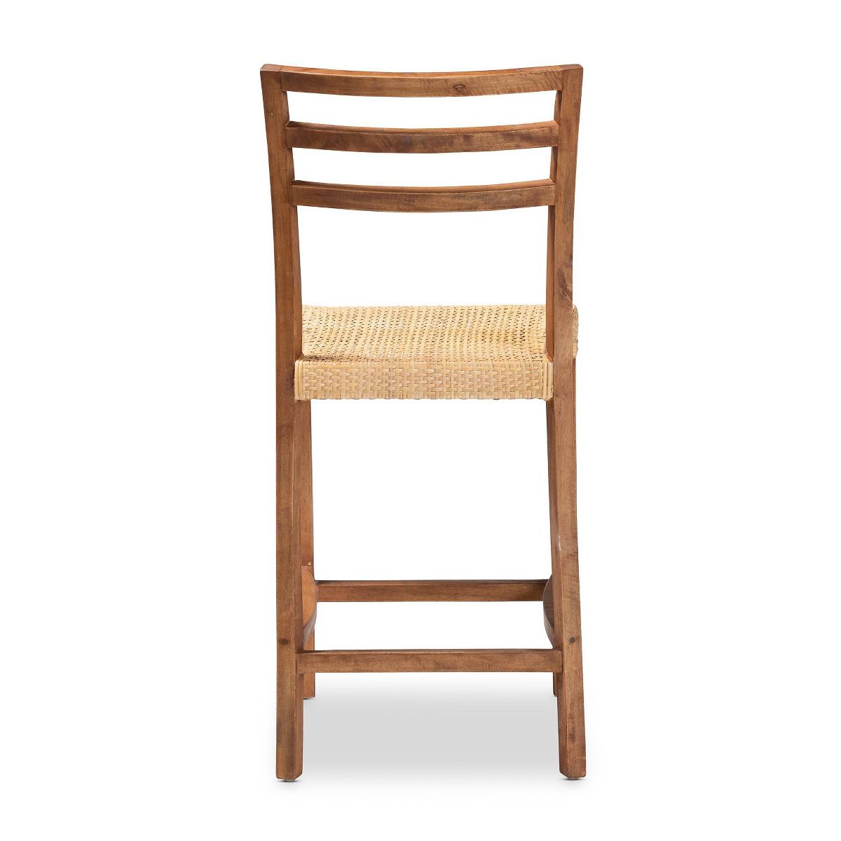 Arthur Wood and Rattan Counter Height Barstool Natural/Walnut - bali & pari: Bohemian Style, No Assembly Required - thumbnail 5