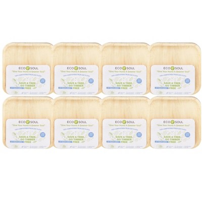 Ecosoul 10" Palm Leaf Square Plates - Case of 8/20 ct