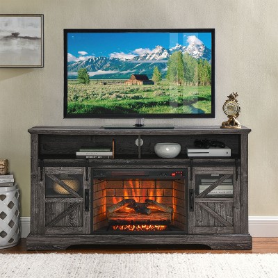 NicBex TV Stand Fireplace TV Stand Farmhouse Entertainment Center With Door Sensor for Living Room, Bedroom