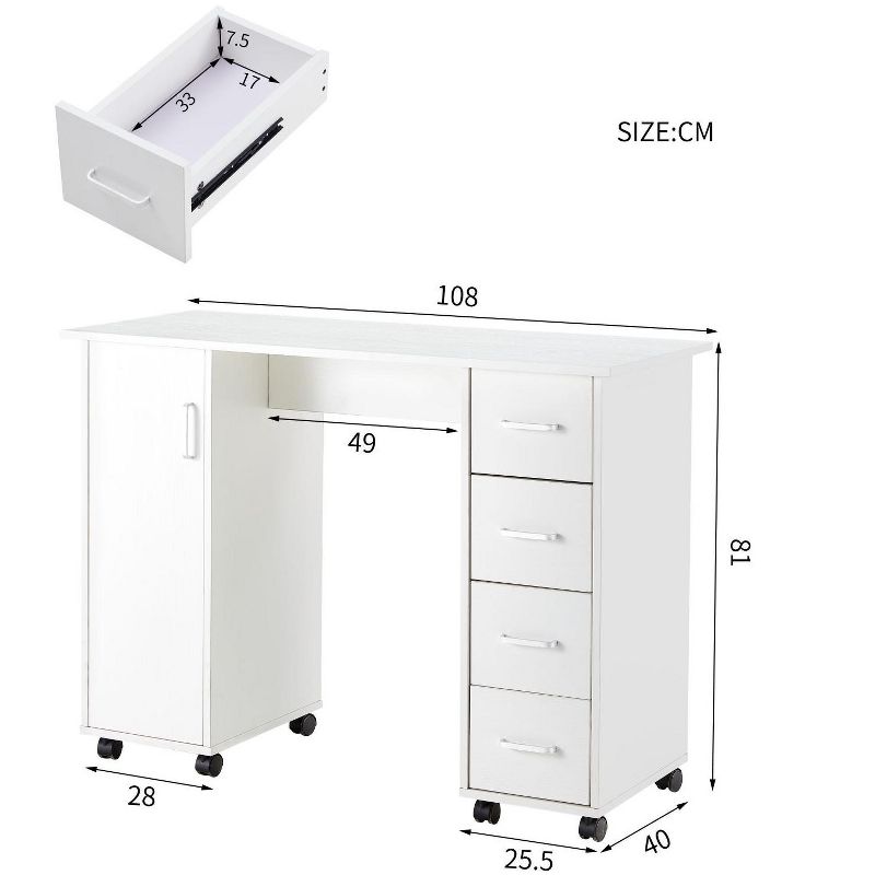 41.73''17.72''x31.5'' Home Office Computer Desk Table with Drawers White, Home Office Desk with Storage Shelves Gaming Desk with Drawers-The Pop Home, 3 of 10
