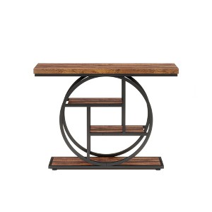 Lirago, 4-Tier Entryway Table with Circular Metal Frame,Made of Engineered Wood & Metal,11.81"D x 41.34"W x 31.5"H,Rustic Brown - 1 of 4