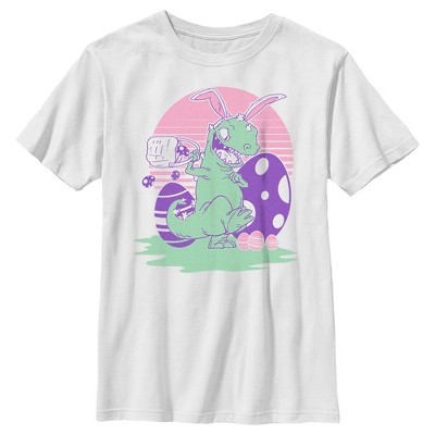 Boy's Rugrats Reptar Easter Eggs T-shirt - White - X Large : Target