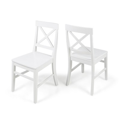VYNXARIA Farmhouse Acacia Wood Dining Chairs, White (Set of 2)