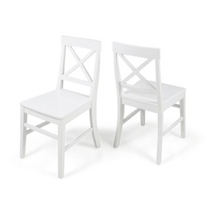 VYNXARIA Farmhouse Acacia Wood Dining Chairs, White (Set of 2) - 1 of 4