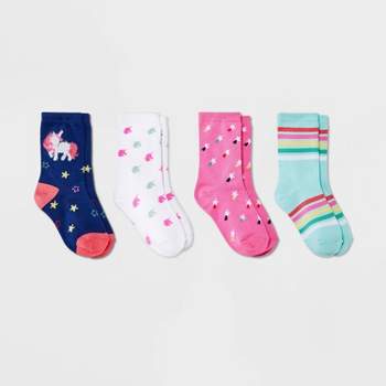 Girls' 4pk Super Soft Unicorn Crew Socks - Cat & Jack™