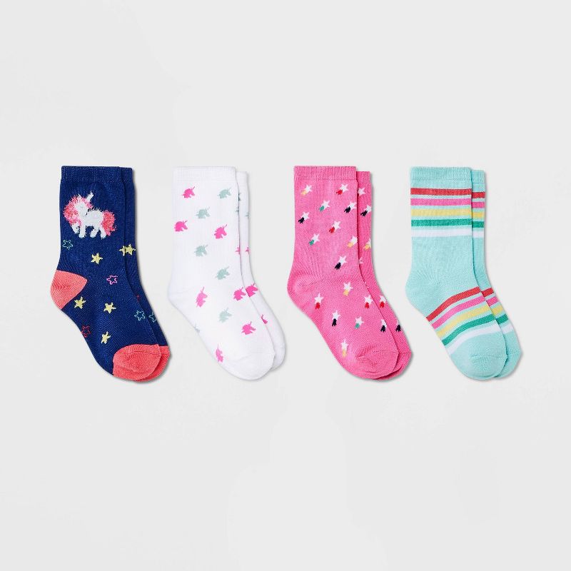 Girls' 4pk Super Soft Unicorn Crew Socks - Cat & Jack™, 1 of 5