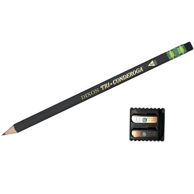 Ticonderoga Tri-Write Triangular Pencil with Eraser, No 2 Tip, Black, pk of 12