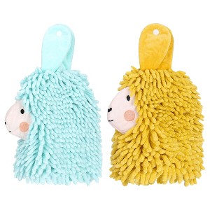 REGALWOVEN Cute Cartoon Alpaca Soft Absorbent Chenille Decorative Hand Towels 2 Pcs - 1 of 4