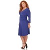 Rekucci Curvy Fit Plus Size Women's 3/4 Sleeve Tummy Control Dress – Flattering Surplice Neckline & Ruched Waist - 2 of 4