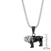 Steeltime 24" Men's two tone black ip & stainless steel dog pendant - 3 of 4