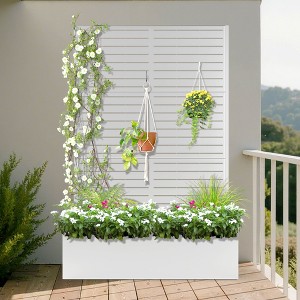 TUYOHW Metal Planter Box with Trellis, Metal Raised Garden Bed with Trellis, Garden Box for Climbing Plants, Flower - 1 of 4