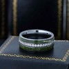 Jewelry Avalanche Eternity CZ with Jade Wood Inlay Dome Tungsten Carbide Wedding Band, Comfort-fit, 8mm - 3 of 4