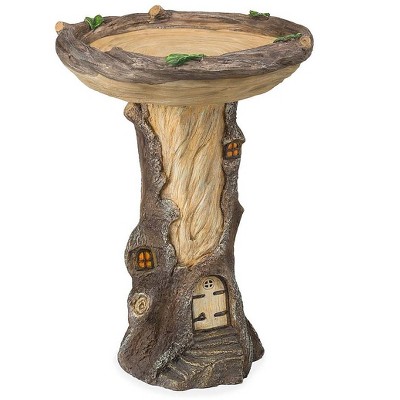 Plow & Hearth - Full-Size Fairy Garden Birdbath - Weather-Resistant with Hand Painted Details