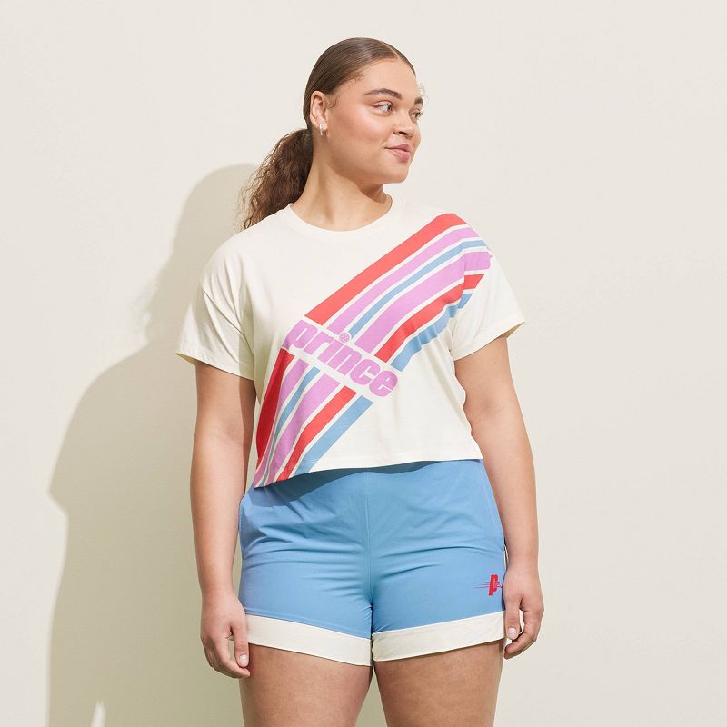 Prince Pickleball Women's Short Sleeve Striped Graphic T-Shirt - Cream, 3 of 6