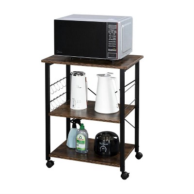 LunaLulinlk 3-Tier Kitchen Utility Microwave Oven Stand Storage Cart Workstation Shelf