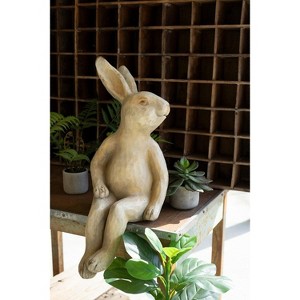 Faux Concrete Resin 20"H Rabbit Shelf Sitter – Garden or Bookshelf Decor Accent – Indoor Yard Art by Kalalou - 1 of 3
