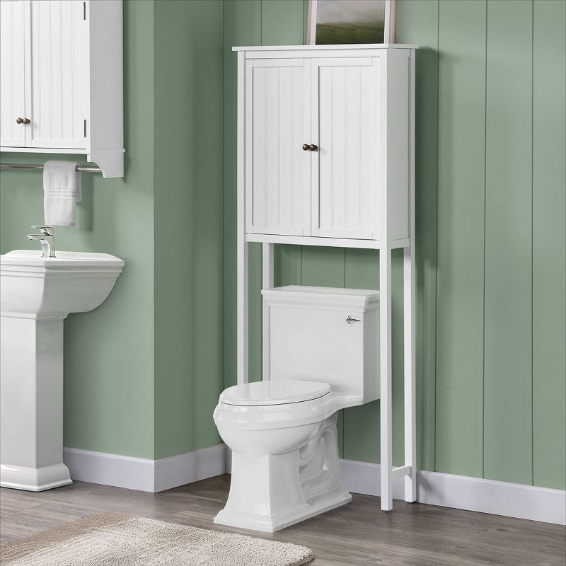Dover Over the Toilet Hutch with Two Doors White - Alaterre Furniture, 3 of 9