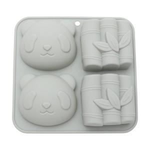 Unique Bargains Candy Mould 4-Cavity Pandas with Bamboo Candy Mould Hand Wash 5.55"x5.31"x1.3" 1 Pc - 1 of 4