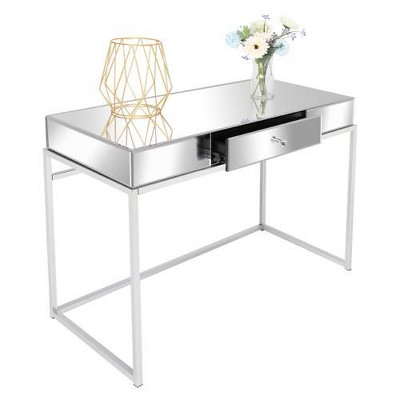 Karl Home One Drawer Modern Mirrored Glass Desk Vantity