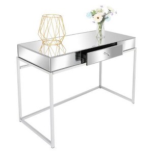 Karl Home One Drawer Modern Mirrored Glass Desk Vantity - 1 of 4