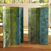 6" Double Sided Philosopher's Gate Canvas Room Divider Green: Oriental Furniture, Adjustable 3-Panel Screen - 2 of 2