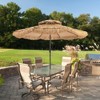 Tangkula 9 ft Outdoor Tiki Umbrella Double-Roof Hawaii Style Umbrella W/ Tilt Mechanism & Hand Crank 9-Tier Endothermic Straw 8 Sturdy Steel Ribs - 3 of 4