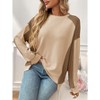 Oversized Sweatshirt for Women Waffle Knit Color Block Crewneck Long Sleeve Casual High Low Pullover Sweatshirts Tops - 3 of 4