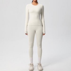 Anna-Kaci Active Women's Long Sleeve Crew Neck Top and High Waist Leggings Set with Slim Fit Design - 1 of 4