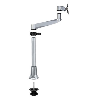 Silver Adjustable Single Monitor Desk Mount with Grommet Clamp