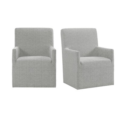 Picket House Furnishings Set of 2 Cade Upholstered Armchairs Gray: Transitional Style, Polyester, Wood Legs