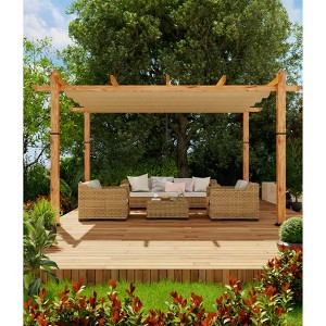 Aluminum Pergola w/ Retractable Canopy - Heavy-Duty UV-Resistant for Deck, Backyard - 1 of 4