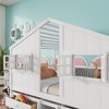 ModernLuxe Full Size House Loft Bed with Roof, Windows, 4 Storage Drawers, Pine Wood Bed Frame with Safety Guardrails & Ladder, White/Gray - 4 of 4