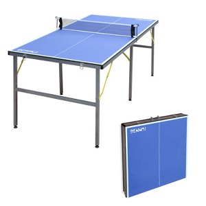Sevobal Game Table 6ft Foldable Table Tennis Table with Paddles and Balls for Living Room and Outdoor Use, Blue, 72"*36"*30" - 1 of 4
