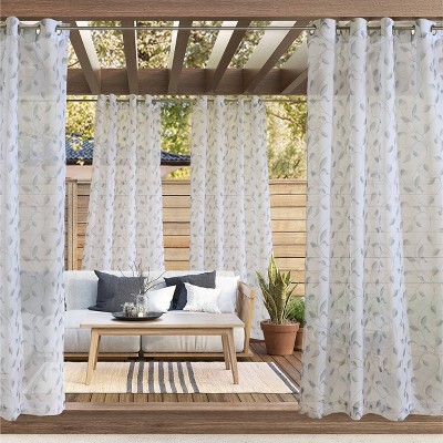 84"x54" Tampa Sheer Grommet Outdoor Curtain Gray - Outdoor Décor