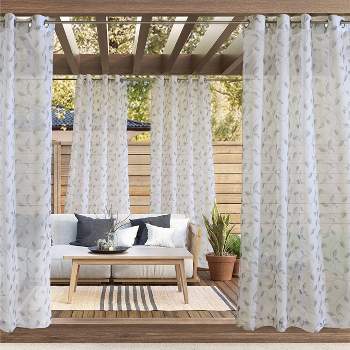 1pc 54"x84" Sheer Tampa Outdoor Curtain Panel Gray - Outdoor Décor